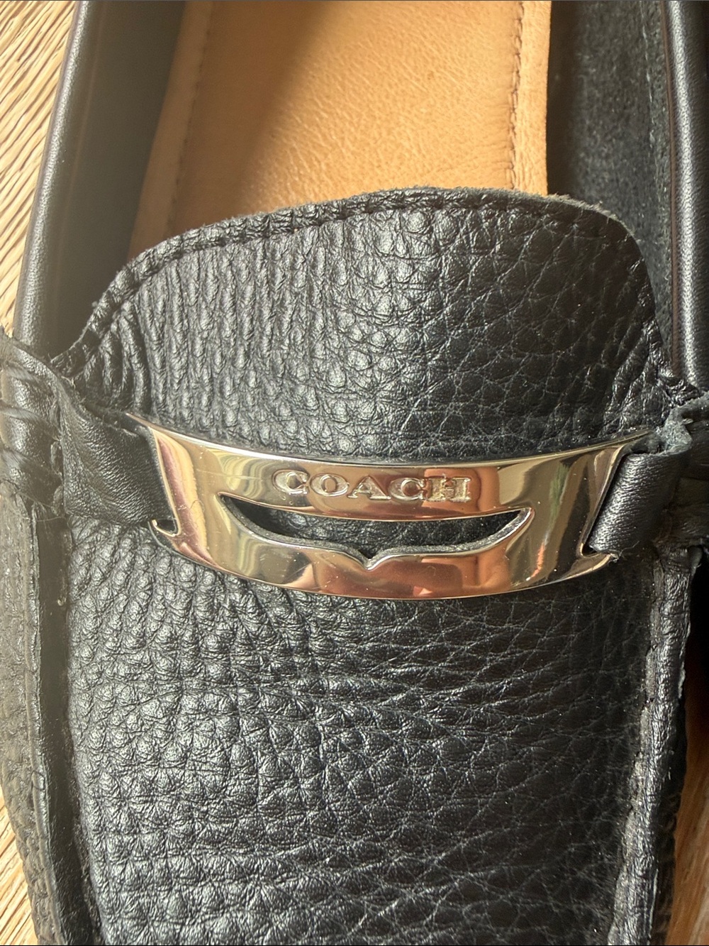 Coach Frederica Black Leather Driving Loafers | Classic Slip-On Moccasins - Picture 2 of 6